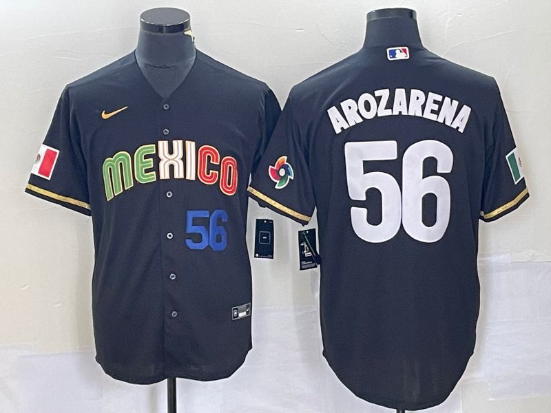 Men 2023 World Cub Mexico #56 Arozarena Black Nike MLB Jersey1